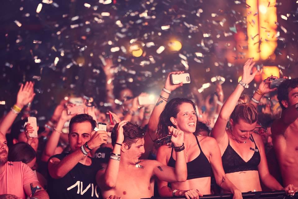 party goers at avicii's concert dance